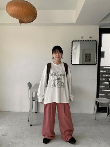 Gills pin tuck color wide pants